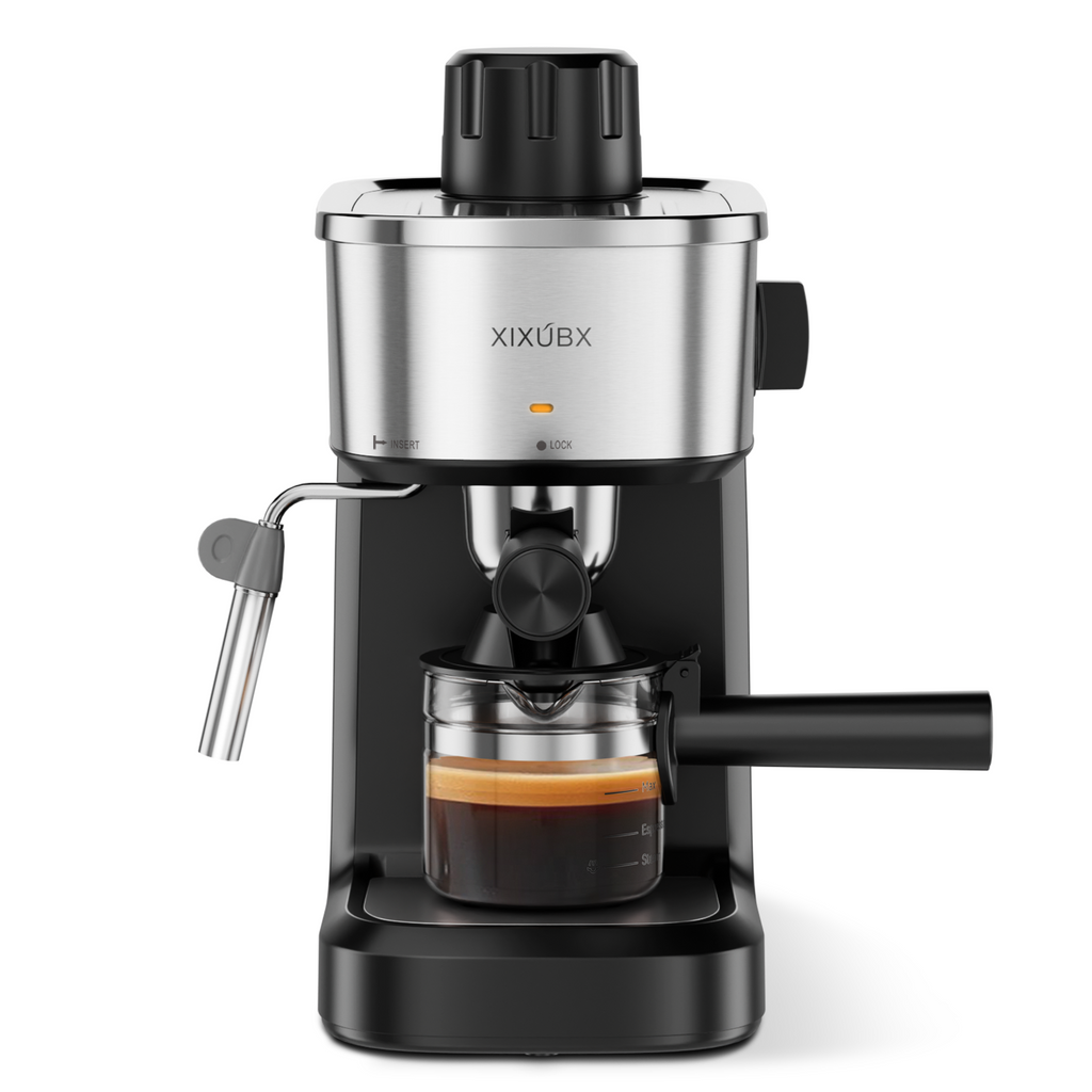 6 Bar Espresso Machine, 800W Compact Coffee Maker with Stainless Steel Cup Warmer, Steam Milk Frother, Automatic Pressure Relief