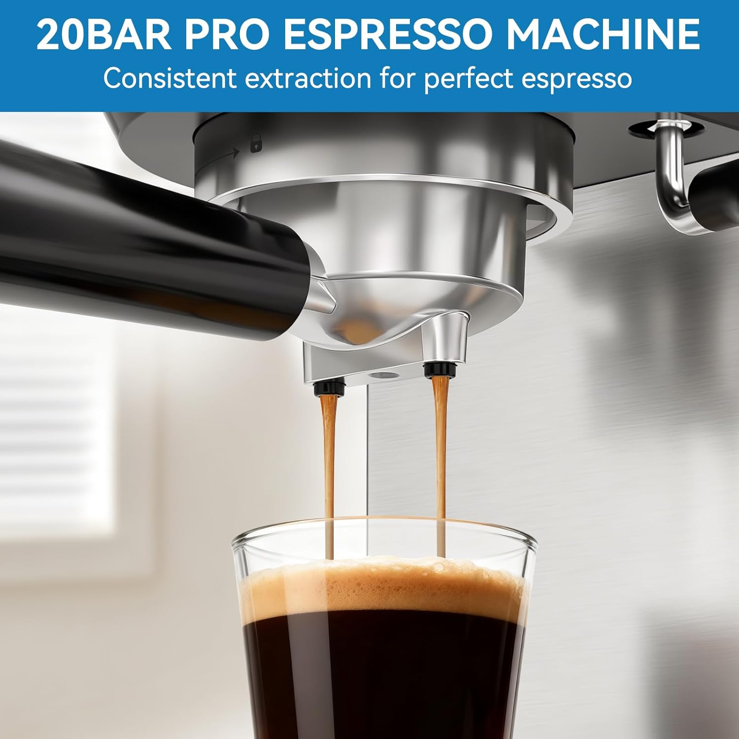 Espresso Machine 20 Bar, Touchscreen Coffee Maker with Milk Frother, Stainless Steel Espresso Maker Compact Latte Cappuccino Machines for Home Office, Silver