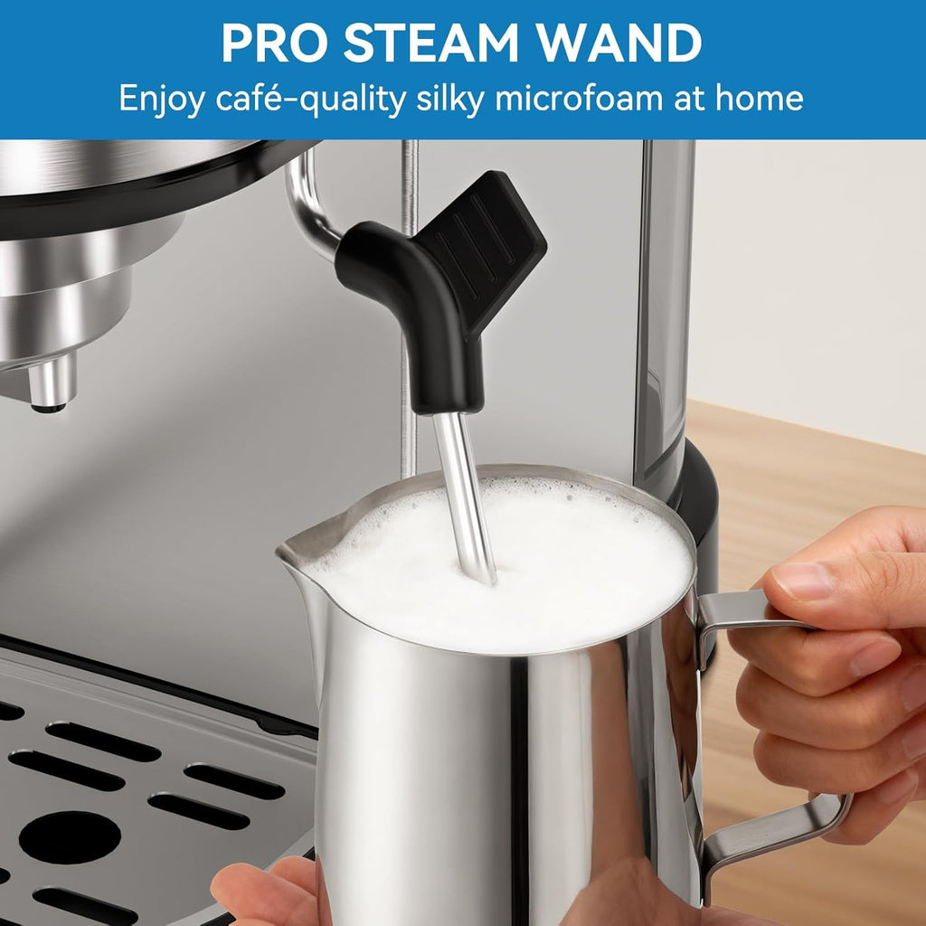 Espresso Machine 20 Bar, Touchscreen Coffee Maker with Milk Frother, Stainless Steel Espresso Maker Compact Latte Cappuccino Machines for Home Office, Silver