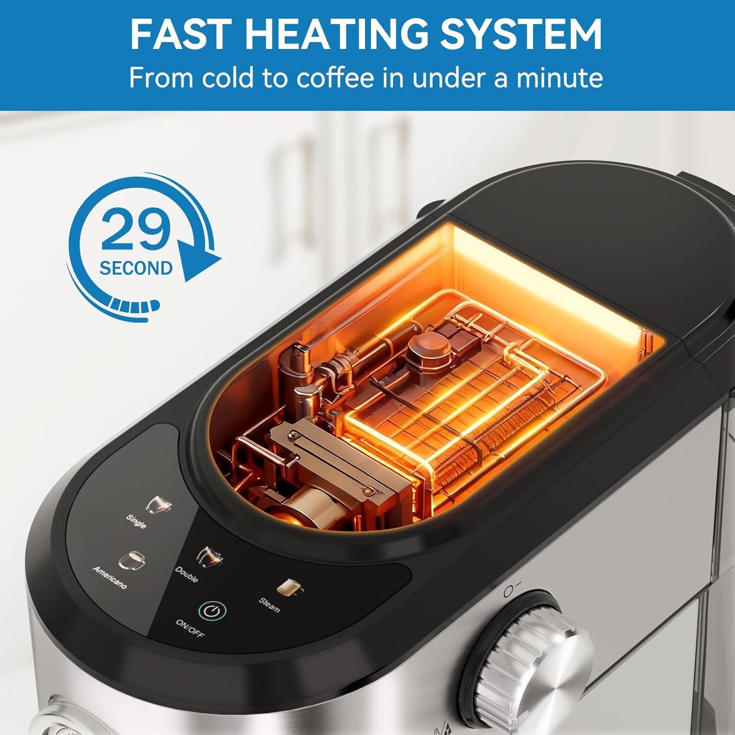 Espresso Machine 20 Bar, Touchscreen Coffee Maker with Milk Frother, Stainless Steel Espresso Maker Compact Latte Cappuccino Machines for Home Office, Silver