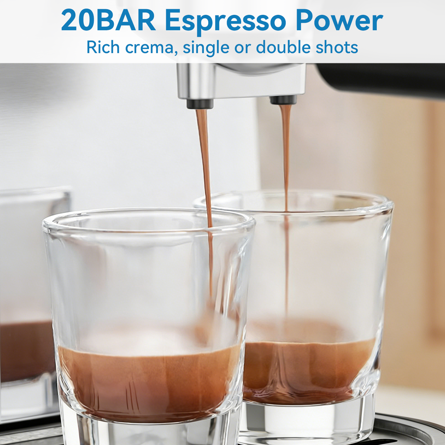Espresso Machine 20 Bar, Touchscreen Coffee Maker with Milk Frother, Stainless Steel Espresso Maker Compact Latte Cappuccino Machines for Home Office, Silver