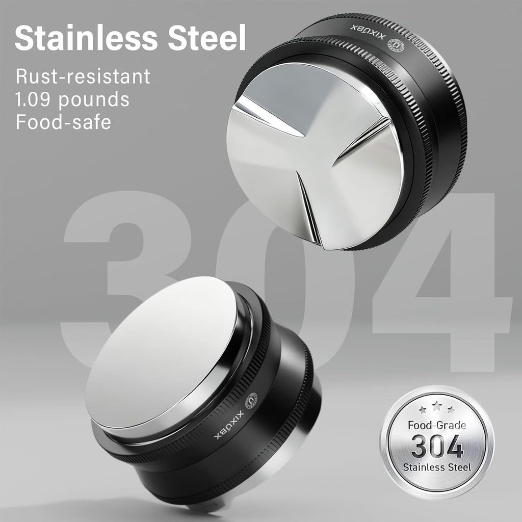 58mm Espresso Tamper, Coffee Distributor and Tamper 304 Stainless Steel Espresso Hand Tamper,&nbsp;