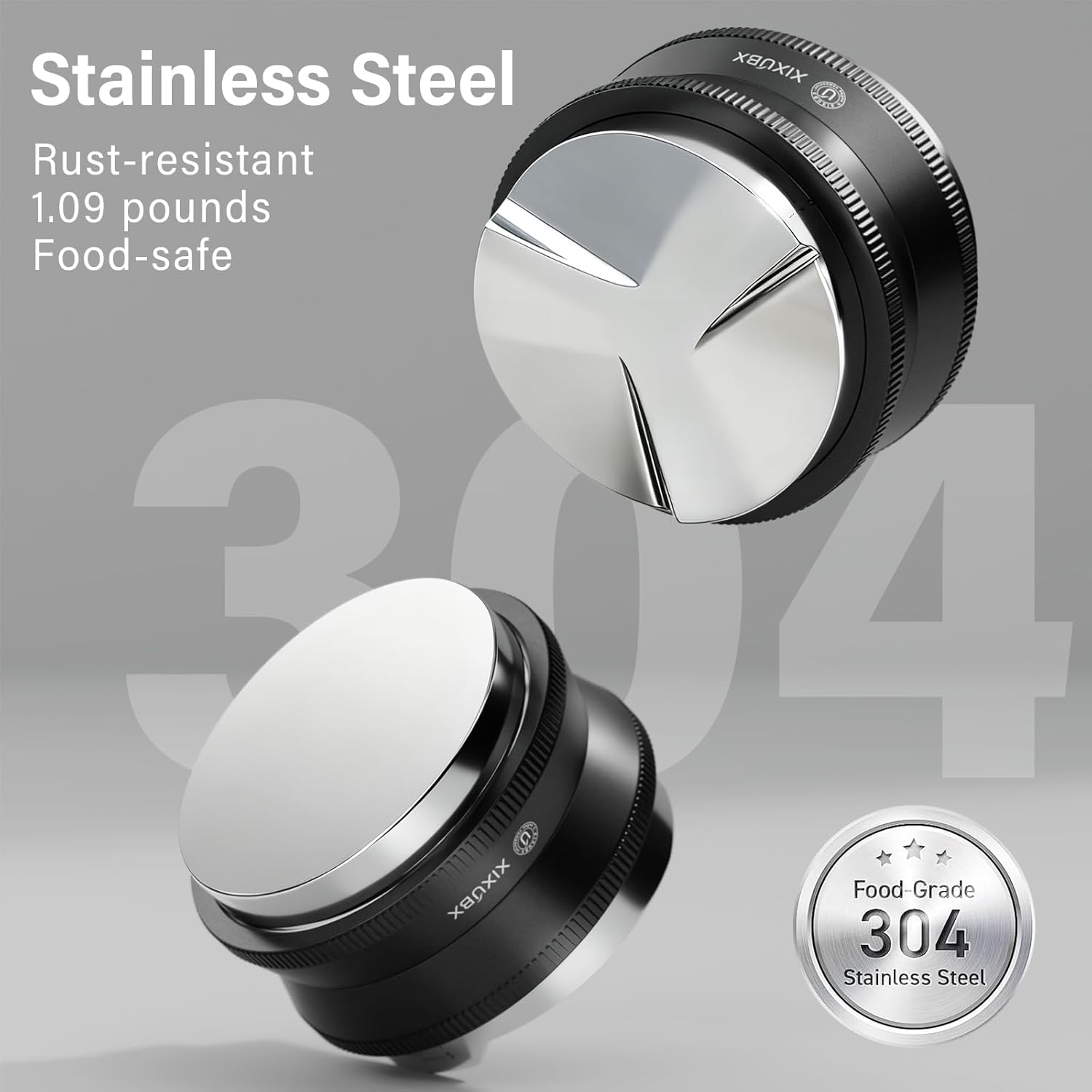 58mm Espresso Tamper, Coffee Distributor and Tamper 304 Stainless Steel Espresso Hand Tamper,&nbsp;