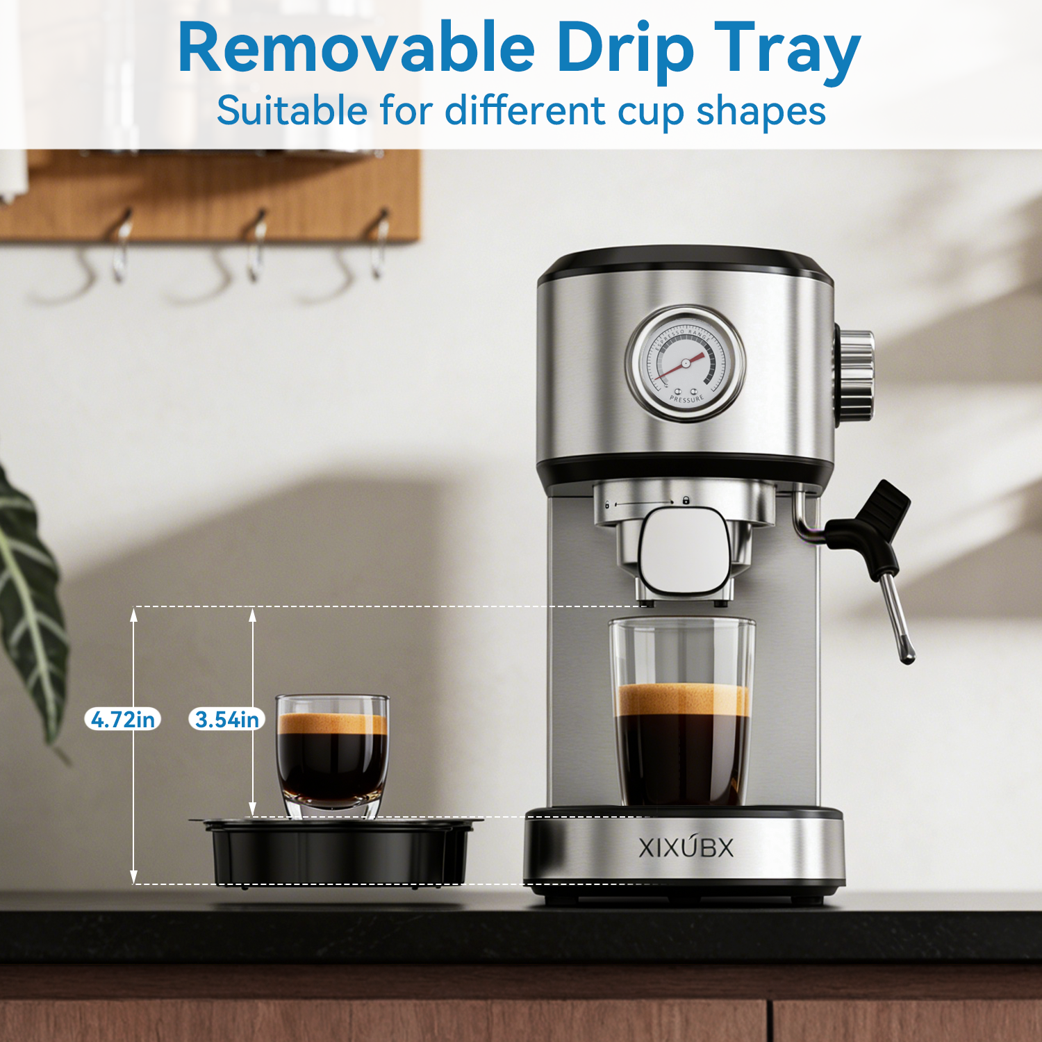Espresso Machine 20 Bar, Touchscreen Coffee Maker with Milk Frother, Stainless Steel Espresso Maker Compact Latte Cappuccino Machines for Home Office, Silver