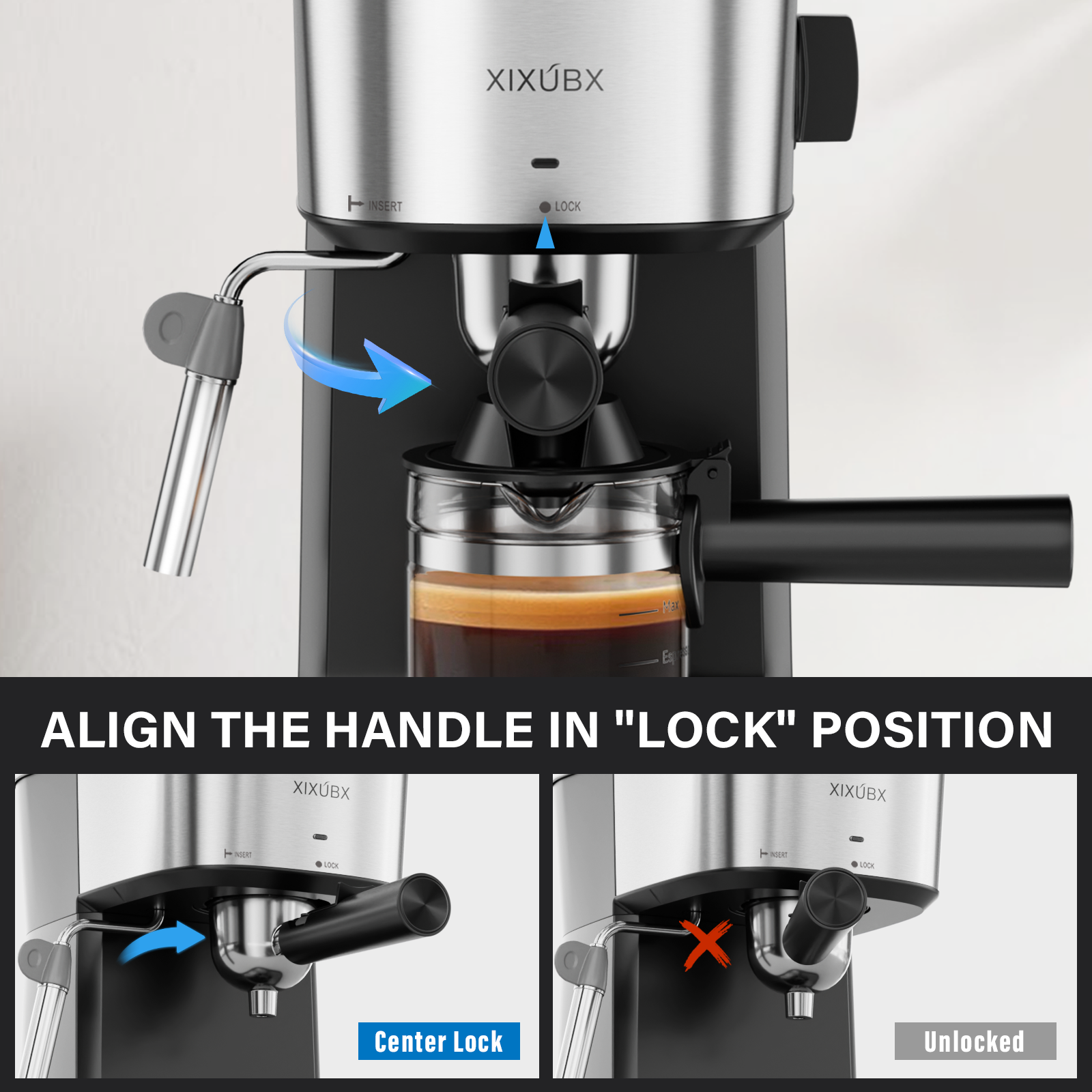 6 Bar Espresso Machine, 800W Compact Coffee Maker with Stainless Steel Cup Warmer, Steam Milk Frother, Automatic Pressure Relief