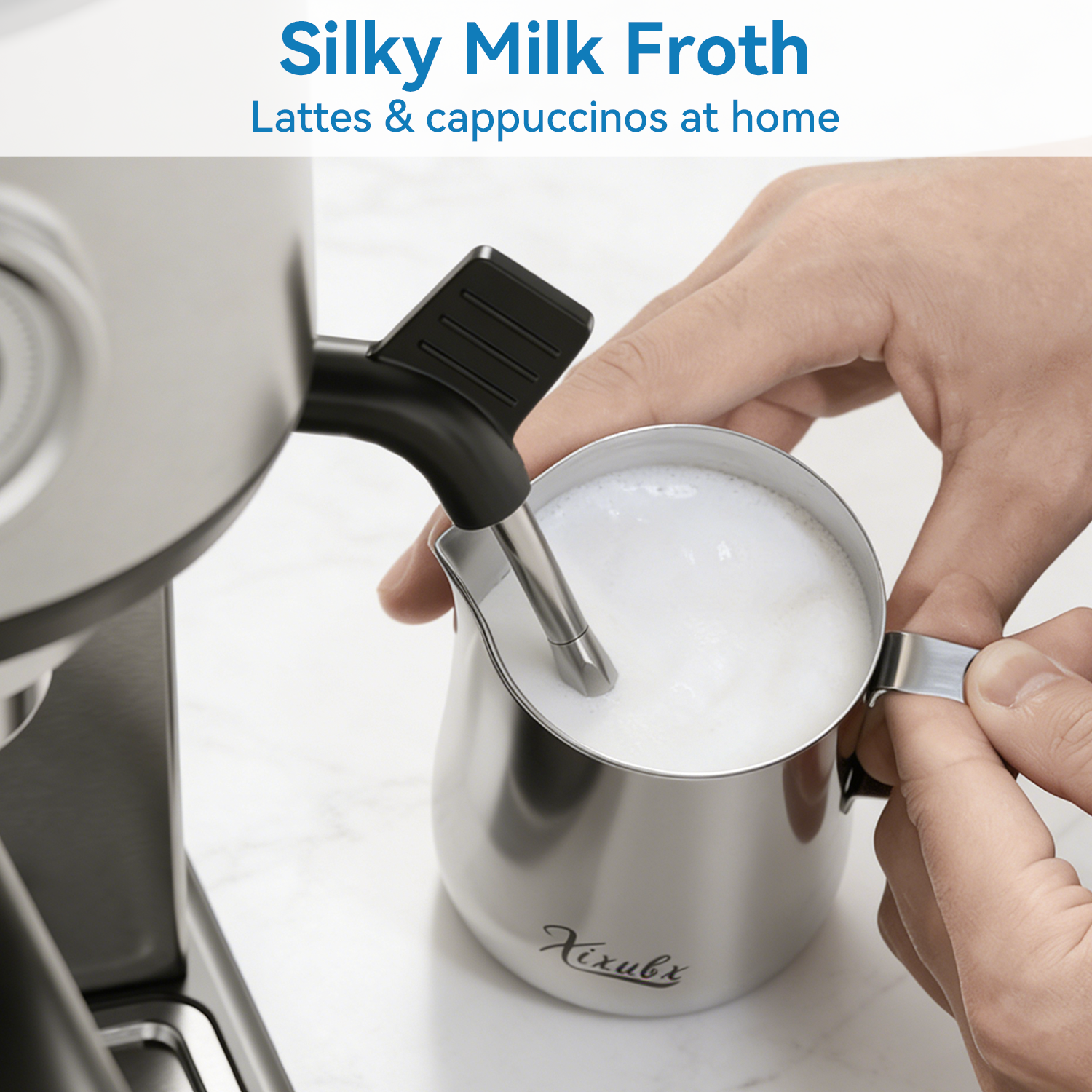 Espresso Machine 20 Bar, Touchscreen Coffee Maker with Milk Frother, Stainless Steel Espresso Maker Compact Latte Cappuccino Machines for Home Office, Silver