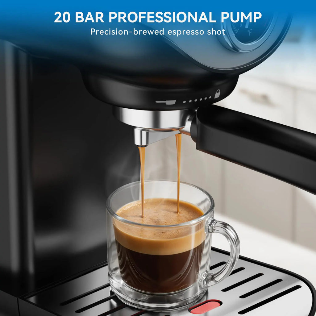 XIXUBX® 20Bar Espresso Machine with Frother and Removable Water Tank-Black