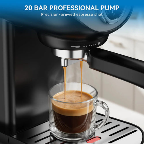 XIXUBX® 20Bar Espresso Machine with Frother and Removable Water Tank-Black