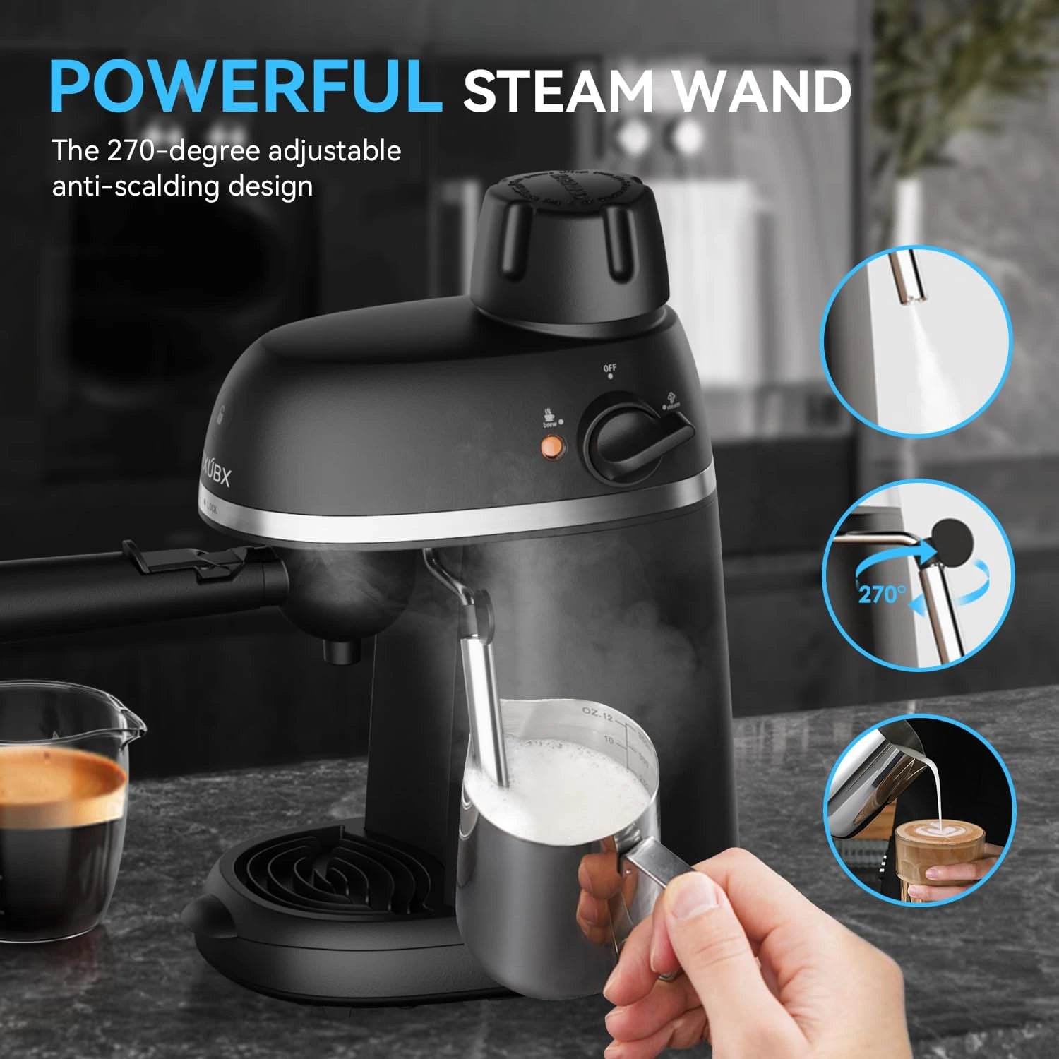 XIXUBX® 3.5Bar Coffee Machine with Steam Wand & Safety Lock