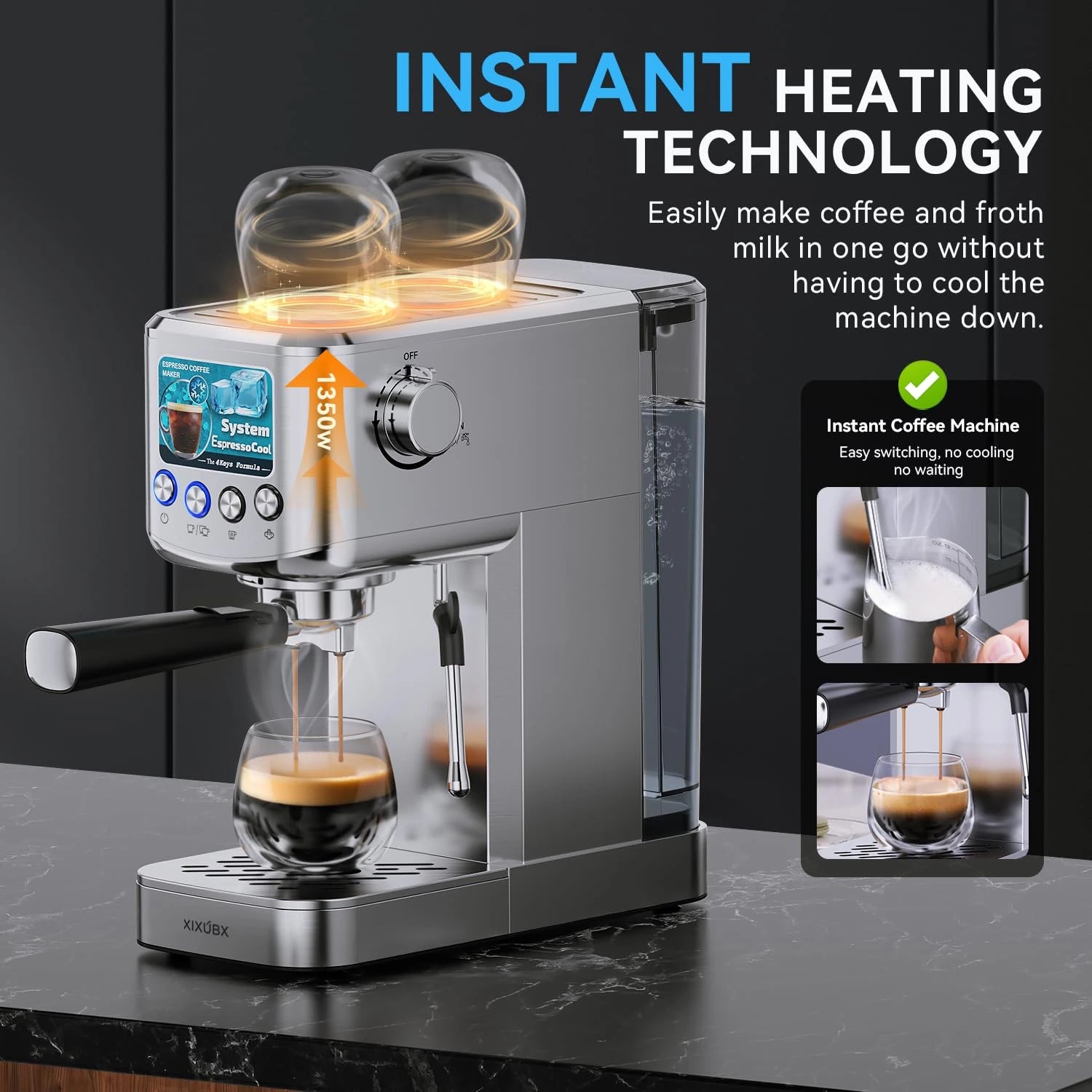 XIXUBX® 20Bar Espresso Machine with Milk Frother & 42oz Water Tank