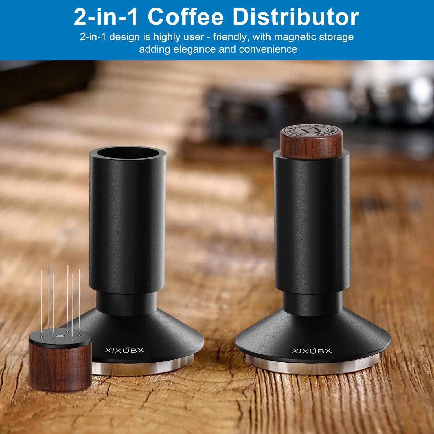 XIXUBX® 2-in-1 Espresso Tamper & Magnetic WDT Tool for 51mm Portafilter Basket