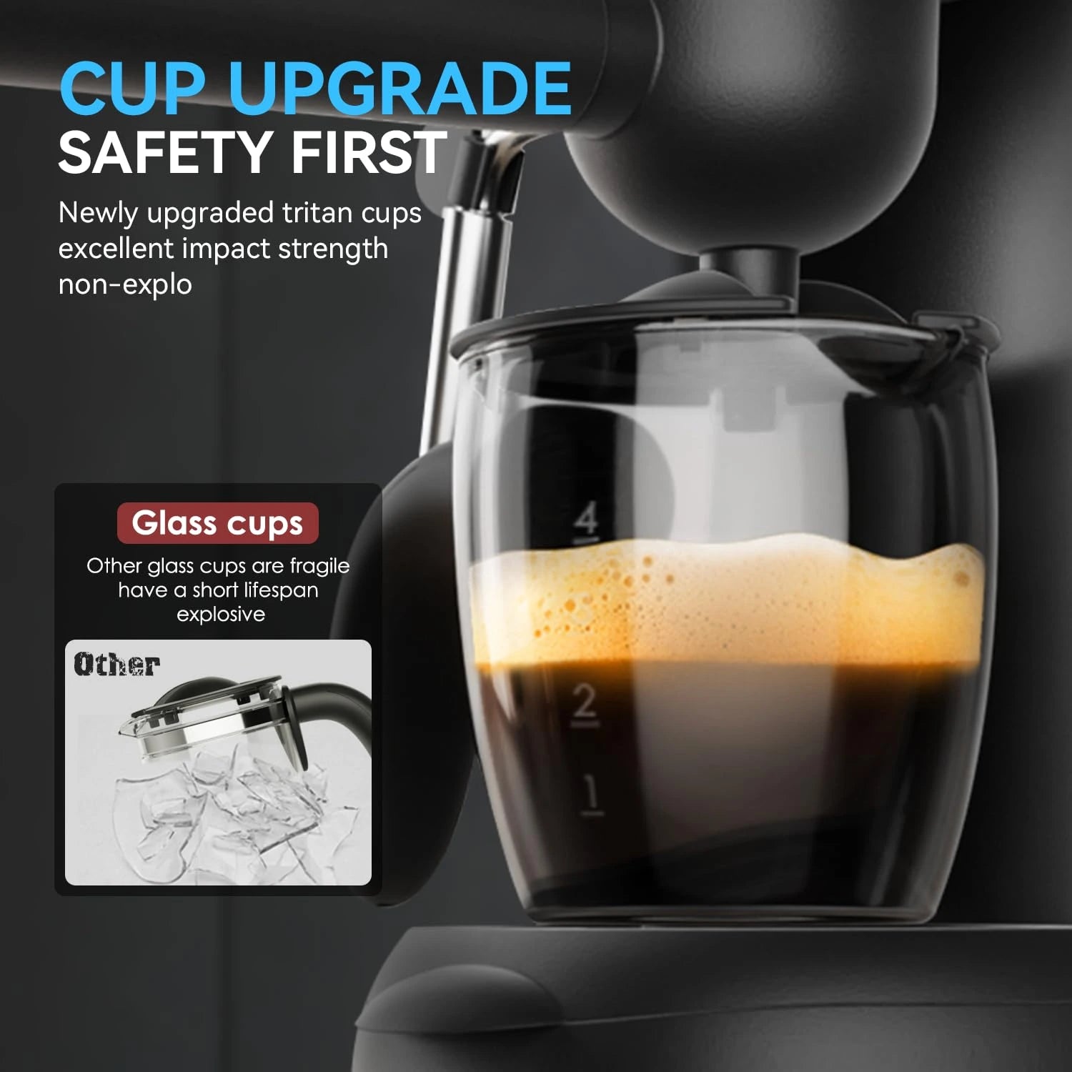 XIXUBX® 3.5Bar Coffee Machine with Steam Wand & Safety Lock