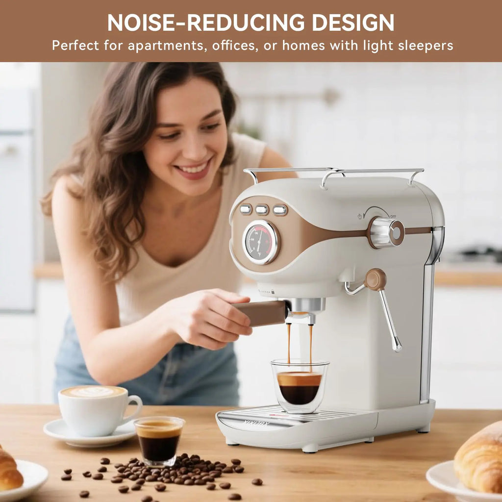 XIXUBX® 20Bar Espresso Machine with Frother and Removable Water Tank-White