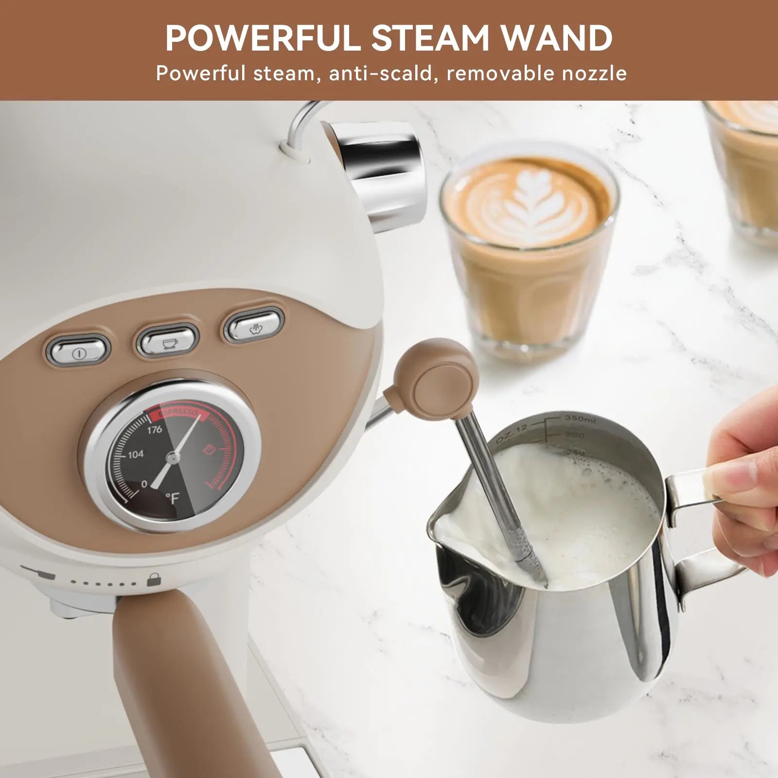 XIXUBX® 20Bar Espresso Machine with Frother and Removable Water Tank-White