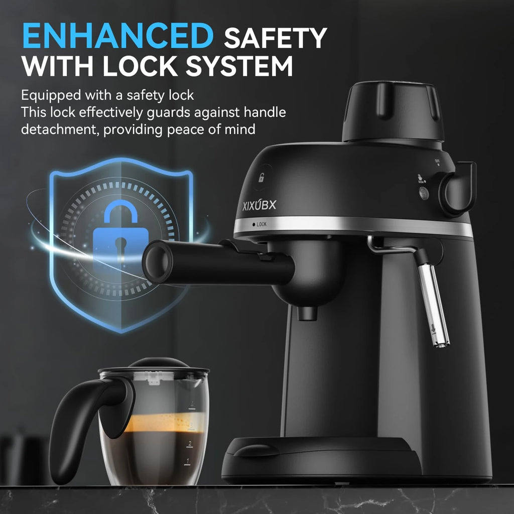 XIXUBX® 3.5Bar Coffee Machine with Steam Wand & Safety Lock