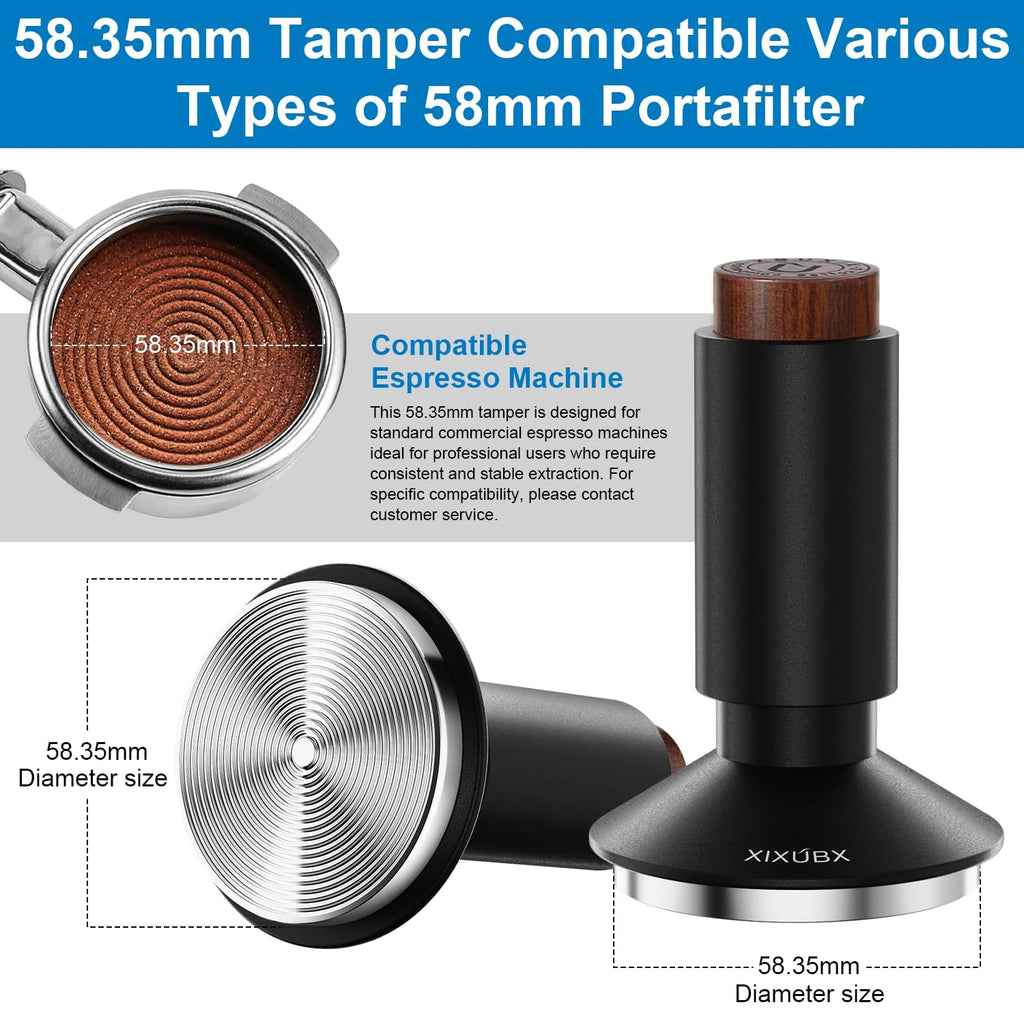 XIXUBX 2-in-1 Espresso Tamper & Magnetic WDT Tool for 58.35mm Portafilter Basket