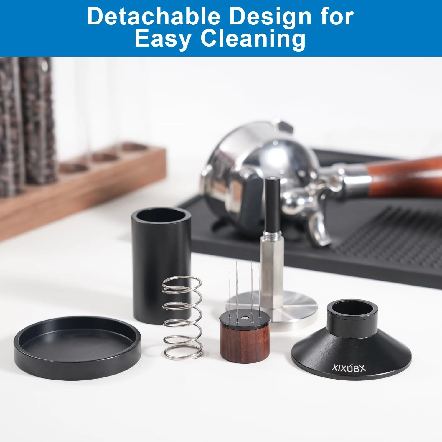 XIXUBX® 2-in-1 Espresso Tamper & Magnetic WDT Tool for 51mm Portafilter Basket